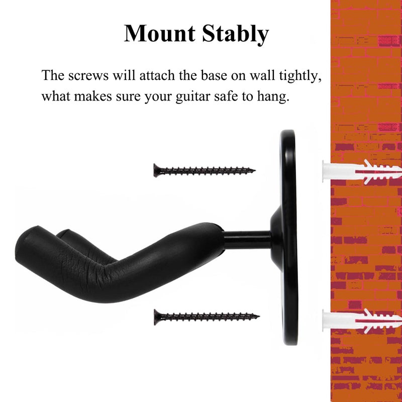 VOBRAMY Guitar Wall Mount, Guitar Hanger Alloy Steel Guitar Wall Hangers for Acoustic Electric Guitar Banjo Bass Guitar, Gift for Guitar Players 3 Pcs - Image 5